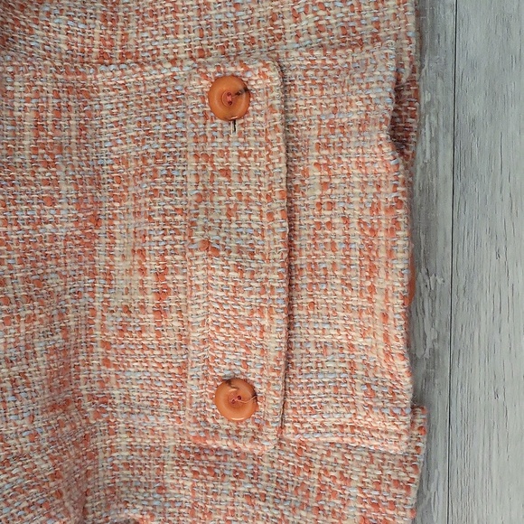 Cynthia Steffe Vintage Tweed Orange Collared 3 Button Blazer Womens Size Small - Picture 3 of 8